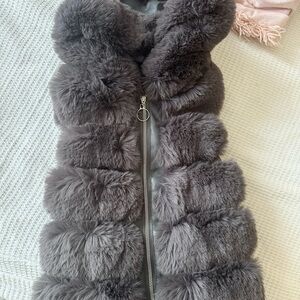 Gray Faux Fur Vest